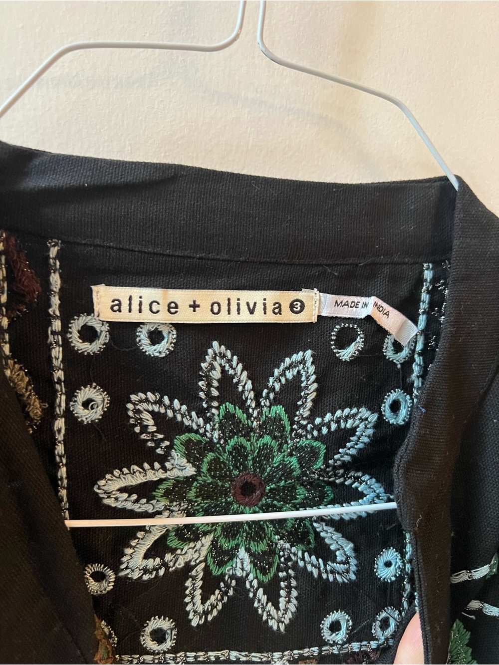 Alice + Olivia Black Jacket with Green and Teal Embroidery - Picture 2 of 3